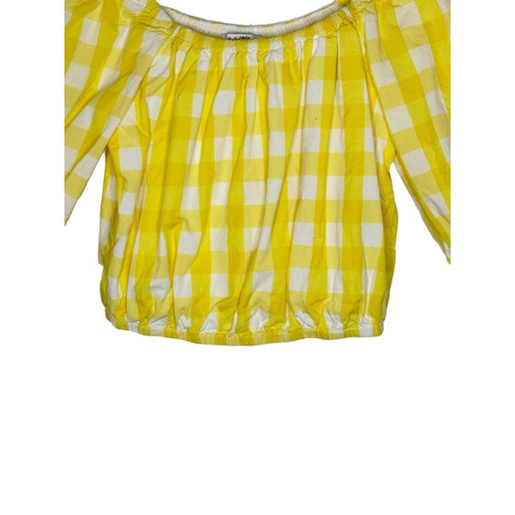 Color Me Courtney Kris Top Shirt XS Off The Shoulder Cotton Yellow Gingham - Picture 5 of 11